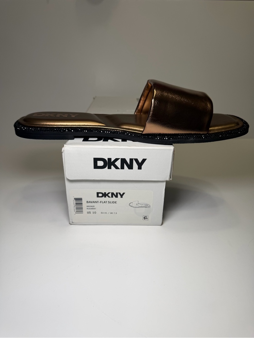 DKNY Women’s Bavant Flat Slide Sandal Bronze Size US 10